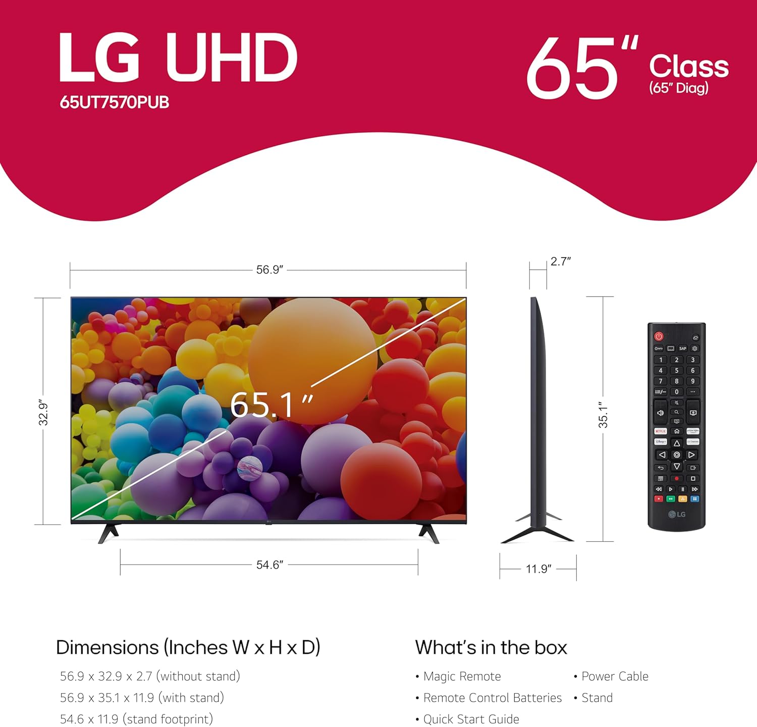 LG - 65” UT7550 Series 4K UHD Smart TV 65UT7550