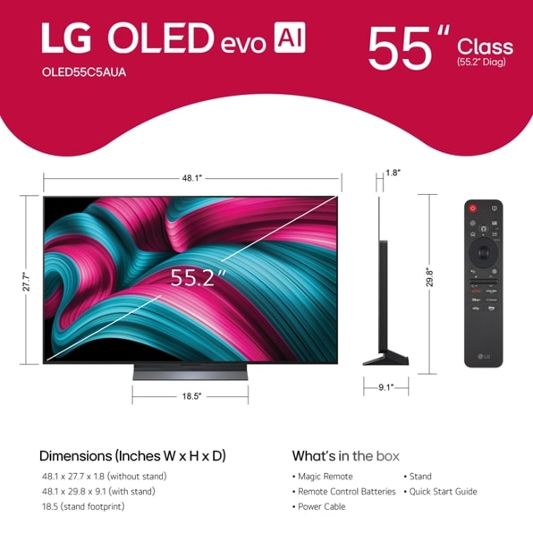 LG - 55" Class LG OLED evo AI C5 4K Smart TV (2025)