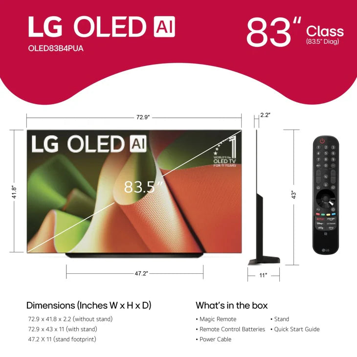LG - 83" Class B4 Series OLED 4K UHD Smart webOS TV (2024)