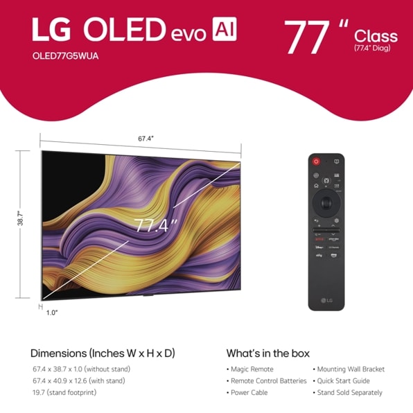 LG - 77" OLED evo AI G5 4K Smart TV 2025 with Supplied Wall Mount