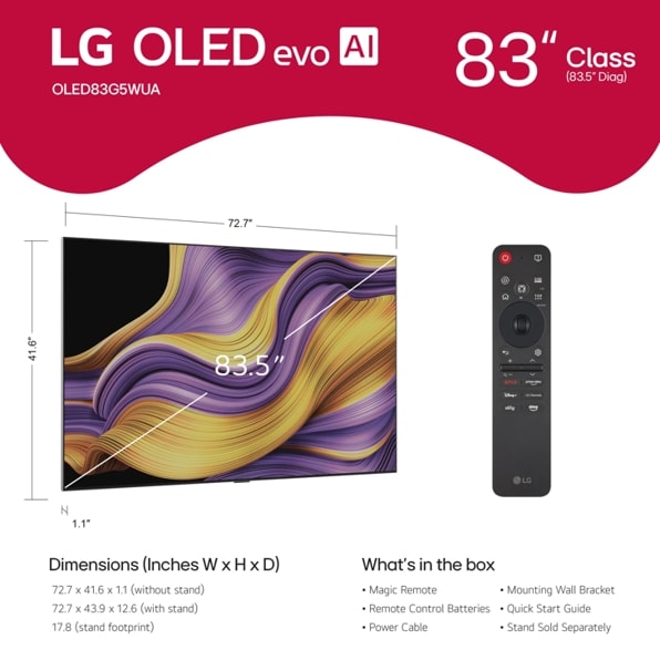 LG - 83" OLED evo AI G5 4K Smart TV 2025 with Supplied Wall Mount