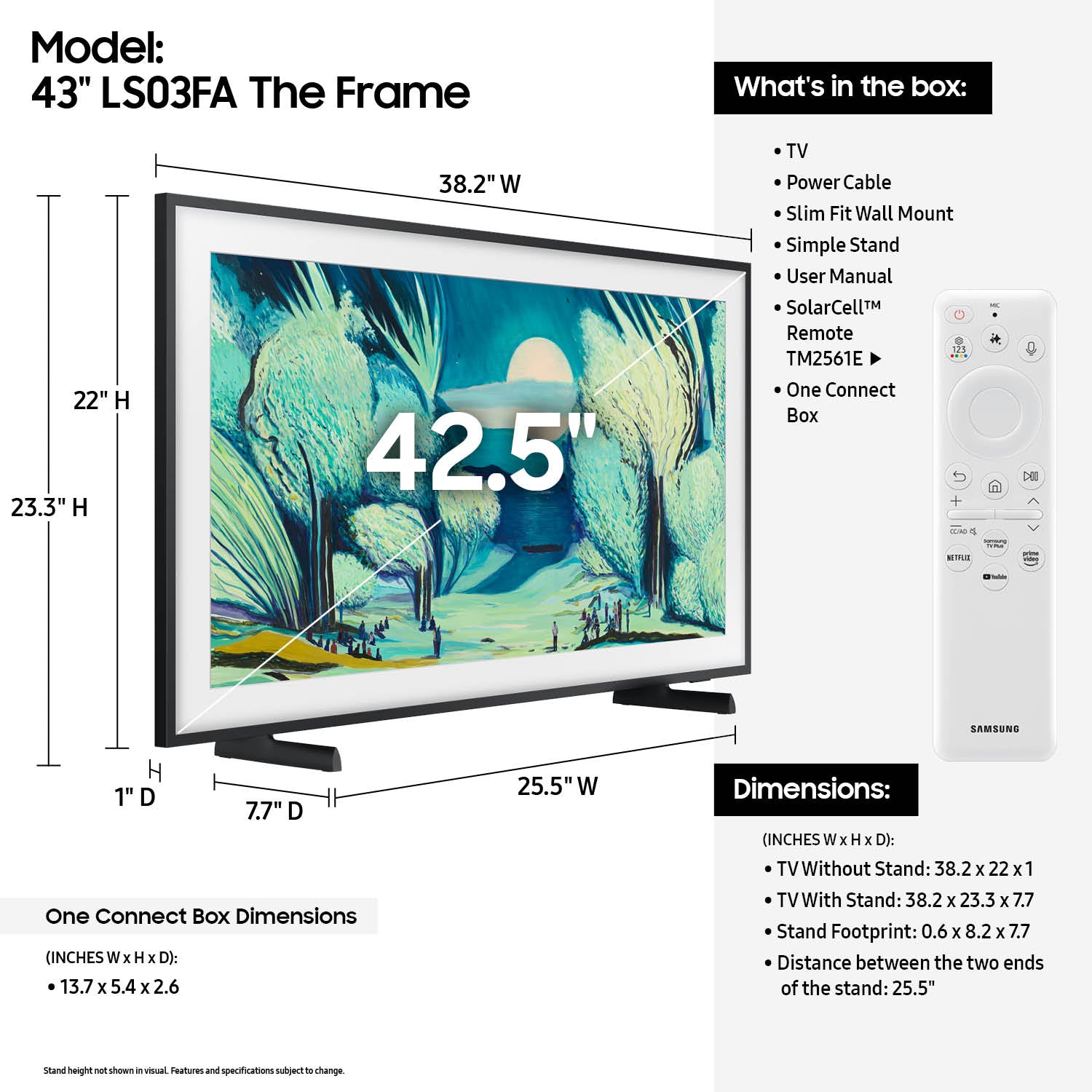 Samsung 43” Class The Frame LS03FA QLED 4K Art Mode Vision AI Smart TV (2025)