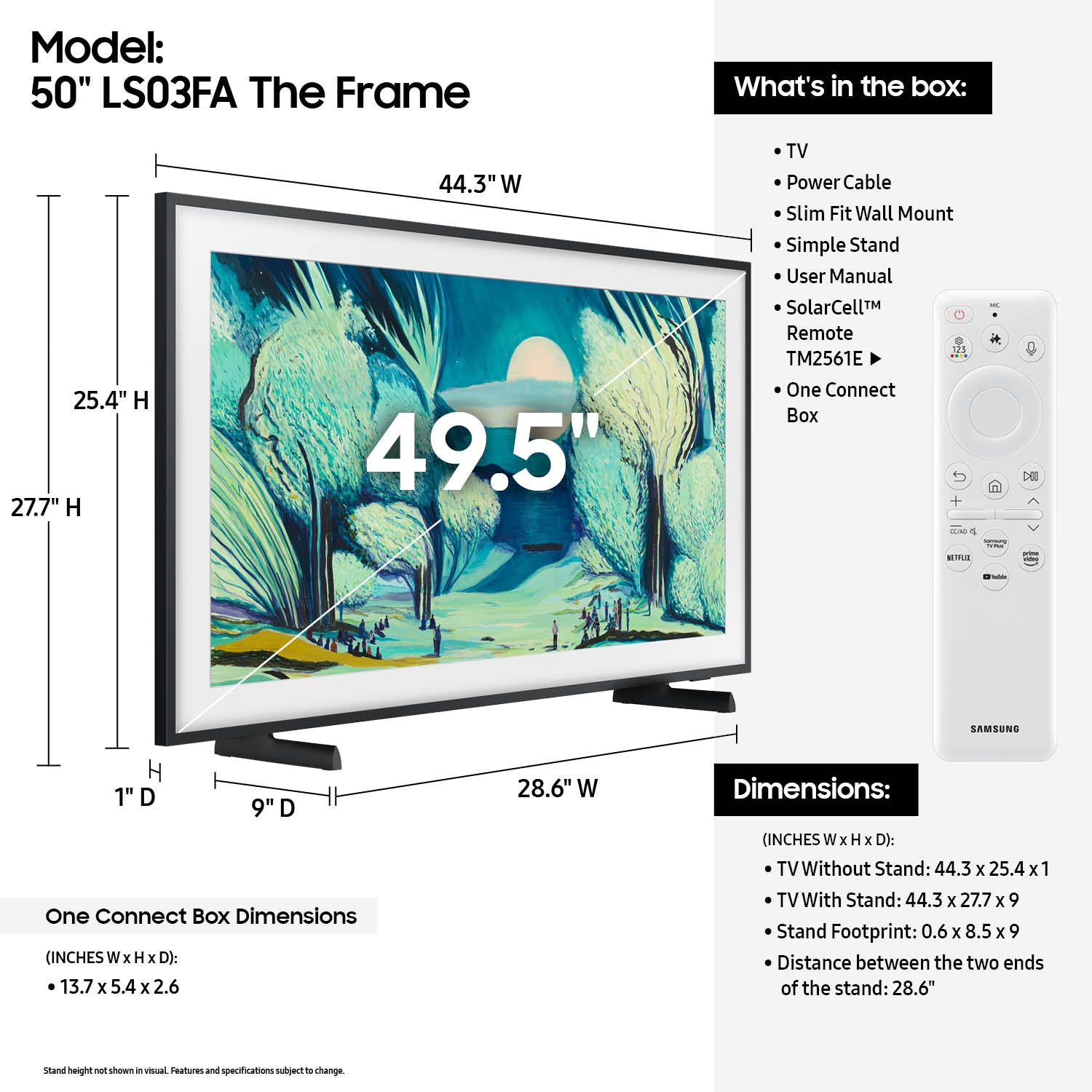Samsung 50” Class The Frame LS03FA QLED 4K Art Mode Vision AI Smart TV (2025)