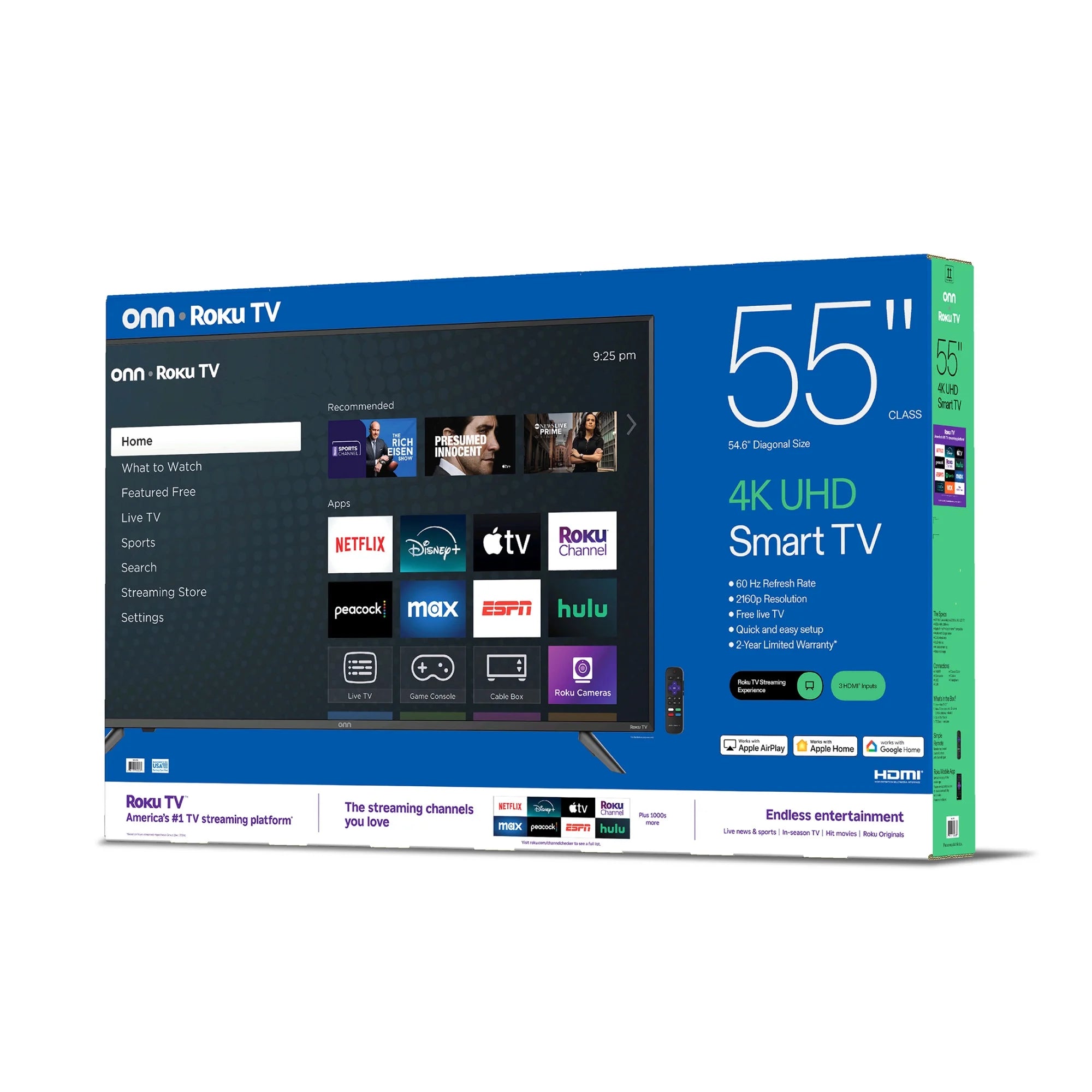 Onn. - 55” Class 4K UHD (2160P) LED Roku Smart Television HDR (100012586)