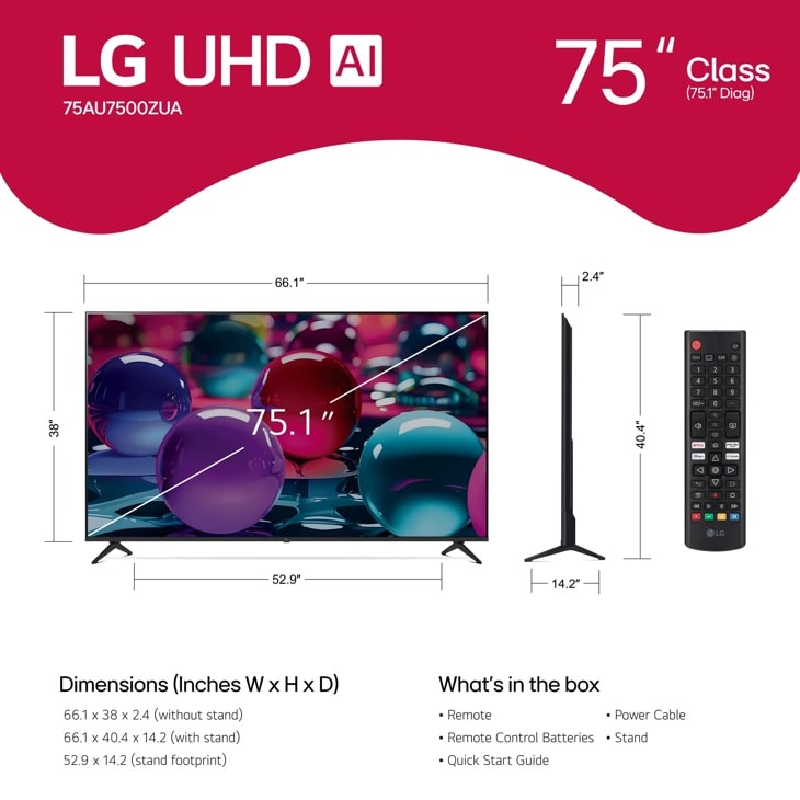 LG - 75 Inch Class LG UHD AI UA75 4K Smart TV 2025