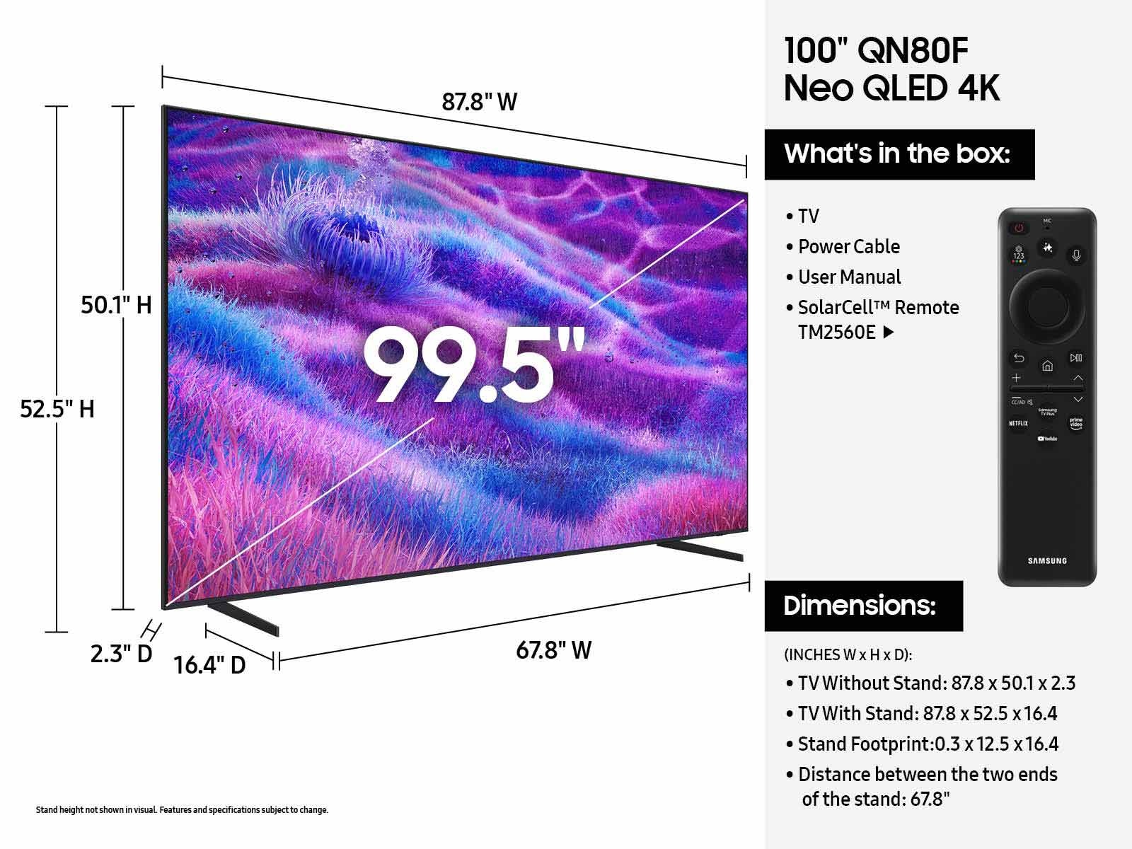 Samsung - 100" Class Neo QLED 4K TV, Samsung Vision AI Smart TV, QN80F