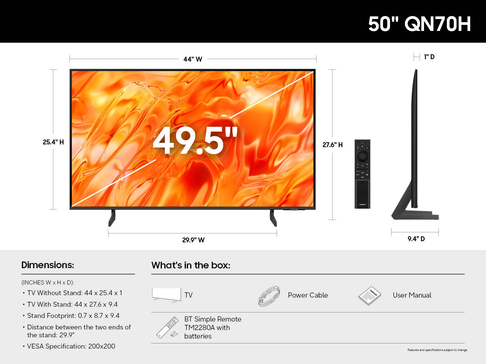 Samsung - 50 Inch Class Neo QLED 4K Smart TV QN70H
