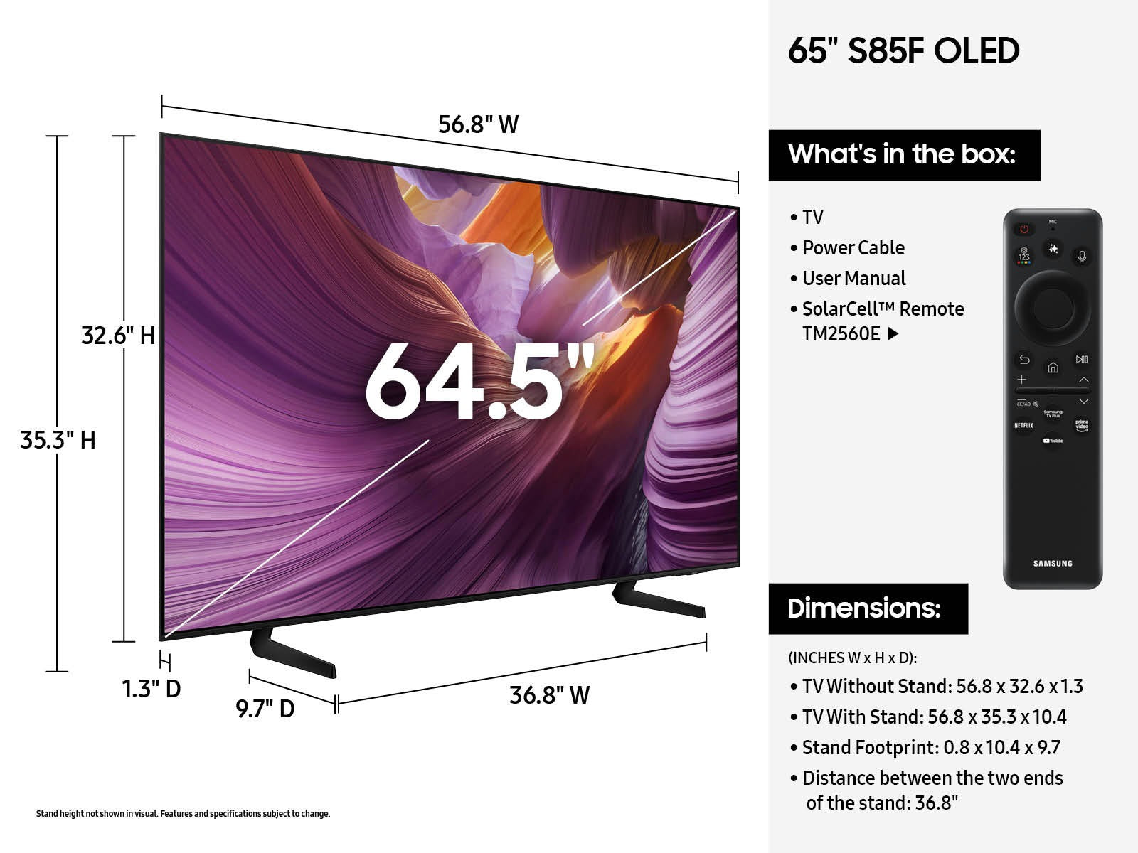 Samsung - 65” Class S85F Series OLED 4K UHD SamsungVision AI Smart Tizen TV (2025)