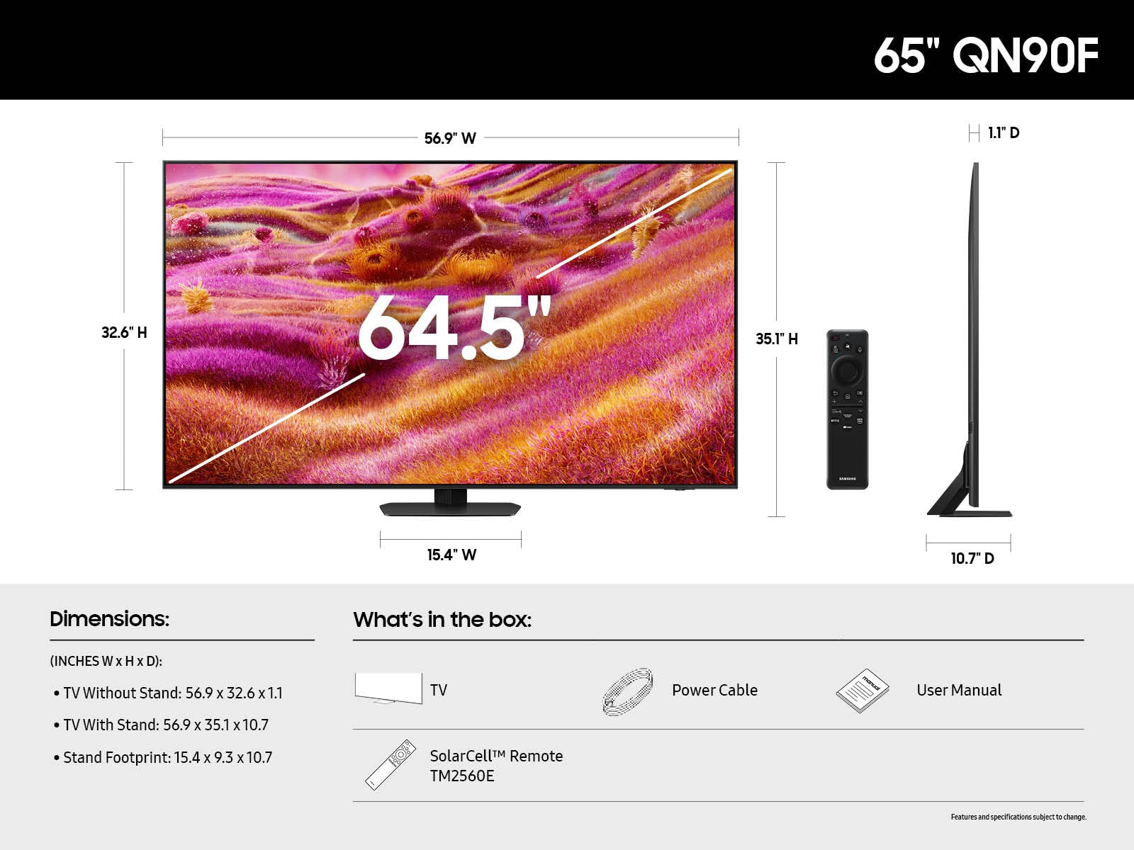 Samsung - 65" Class Neo QLED 4K TV, Samsung Vision AI Smart TV, QN90F
