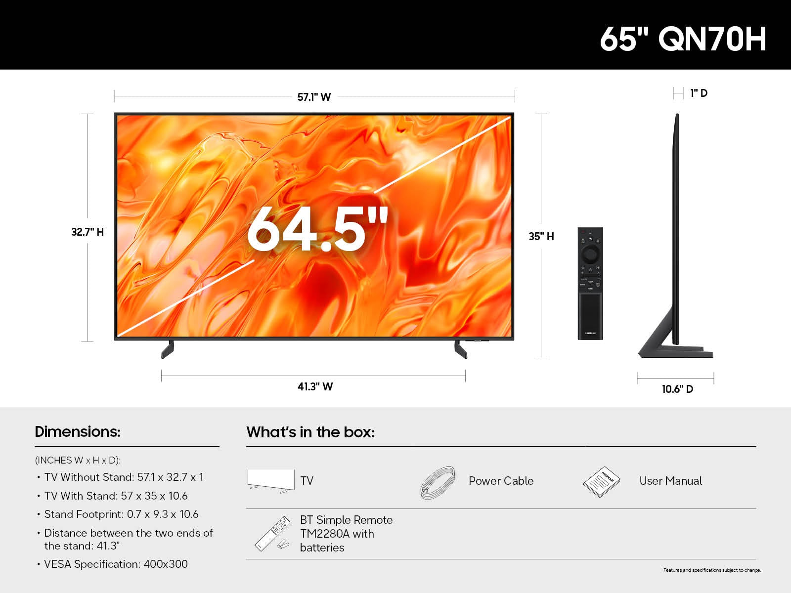 Samsung - 65 Inch Class Neo QLED 4K Smart TV QN70H