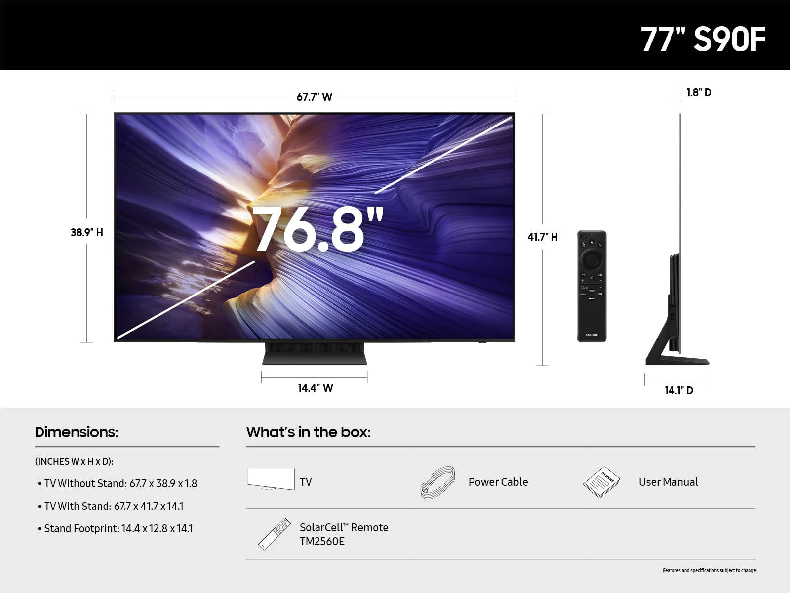 Samsung - 77” Class S90F Series OLED 4K UHD SamsungVision AI Smart Tizen TV (2025)