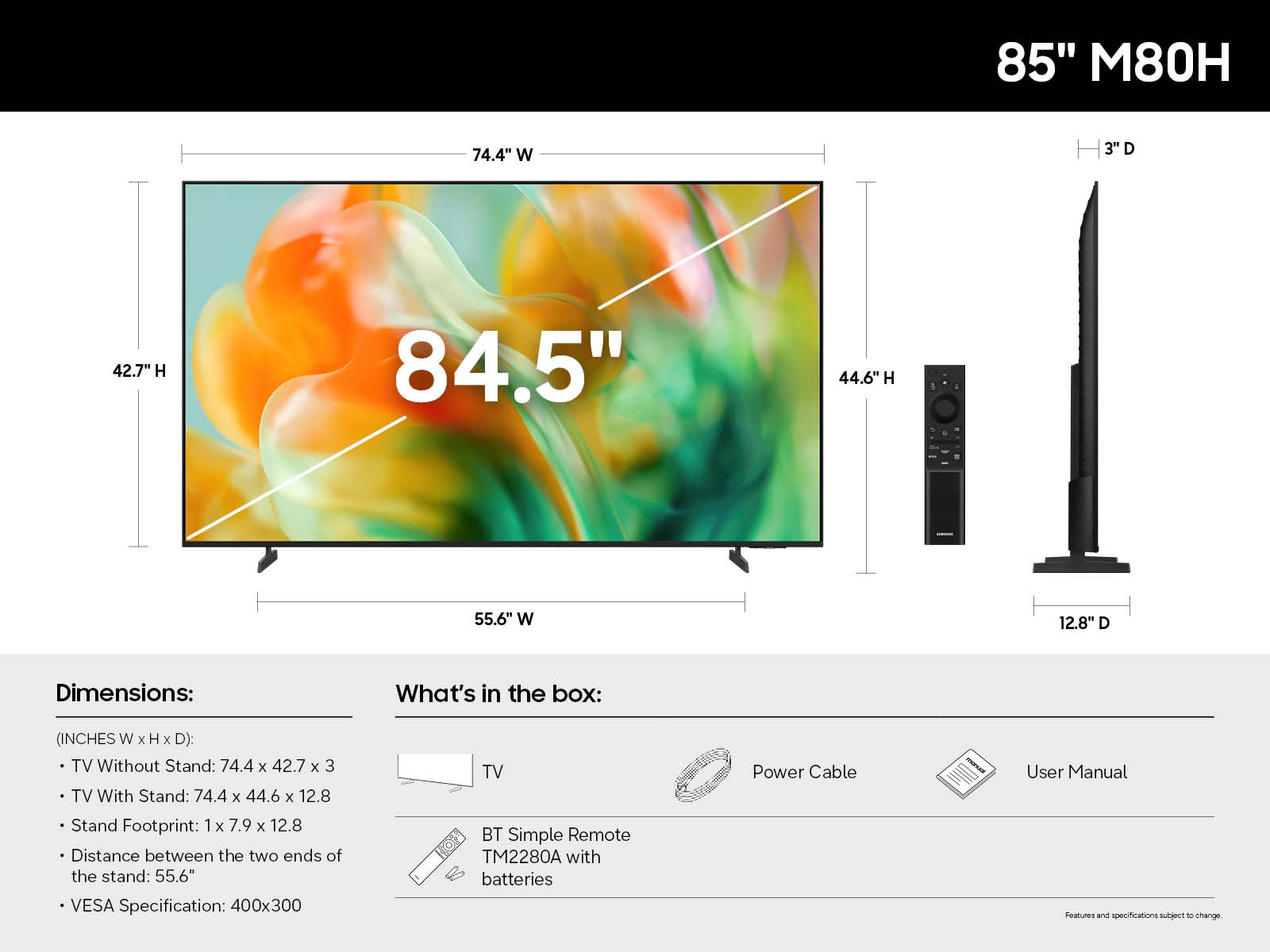 Samsung - 85 Inch Class Mini LED AI-Powered 4K TV M80H