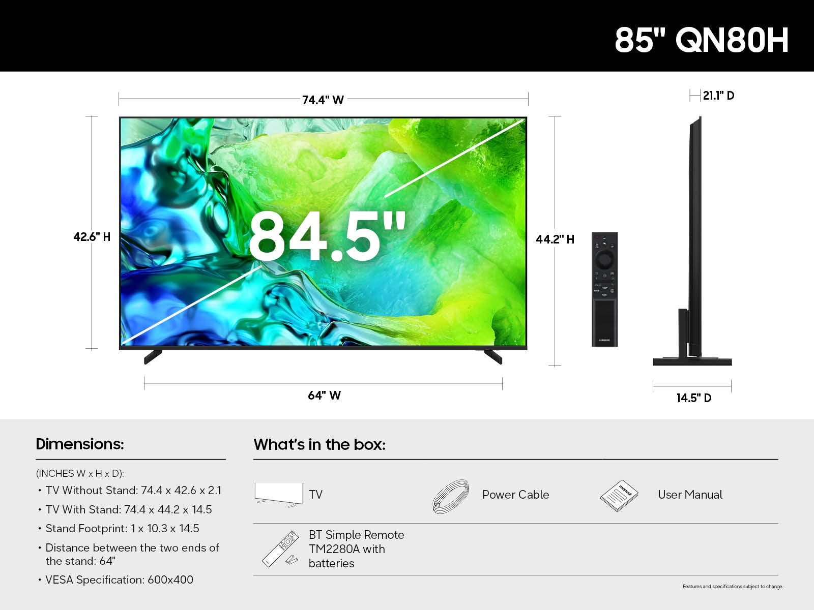 Samsung - 85 Inch Class Neo QLED 4K AI Smart TV QN80H