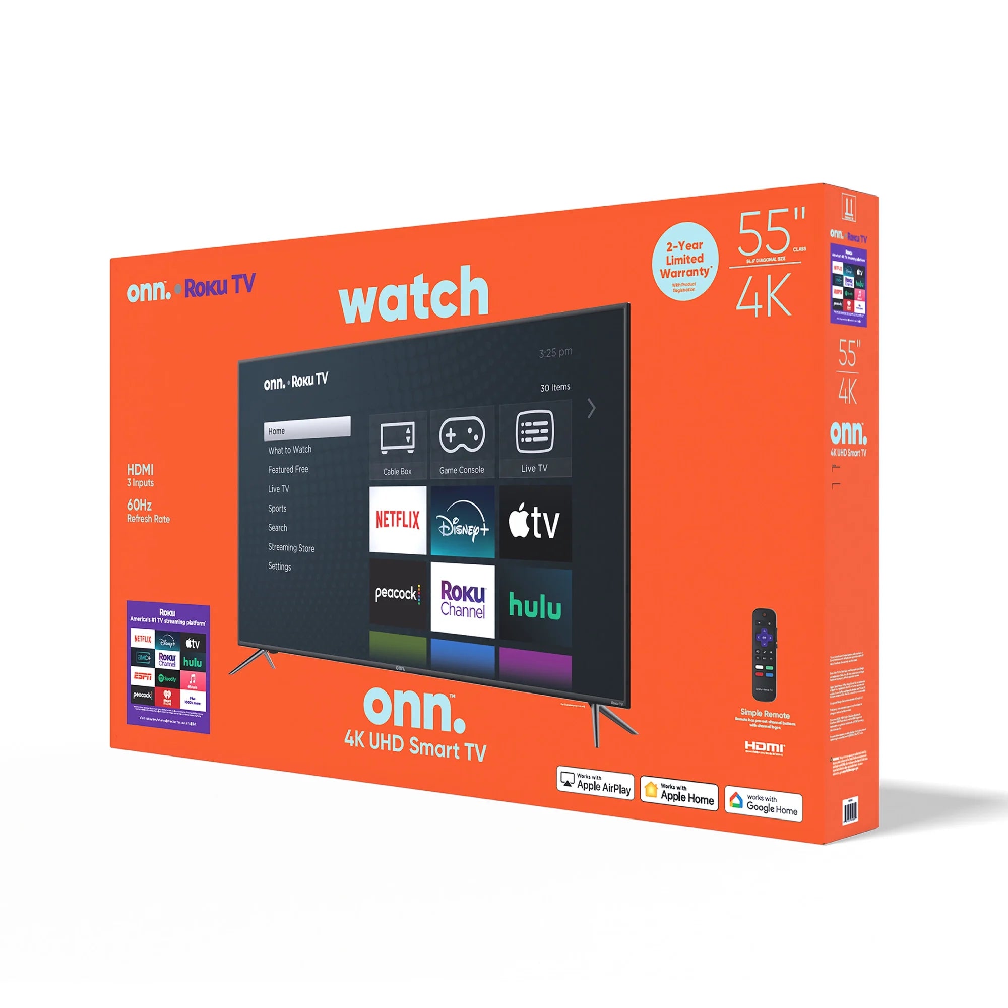 Onn. - 55” Class 4K UHD (2160P) LED Roku Smart Television HDR (100012586)