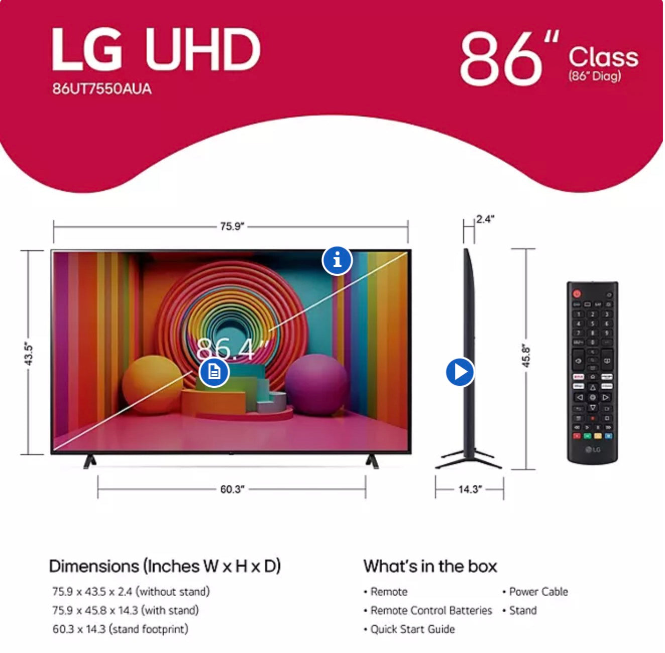 LG - 55” UT7550 Series 4K UHD Smart TV 55UT7550