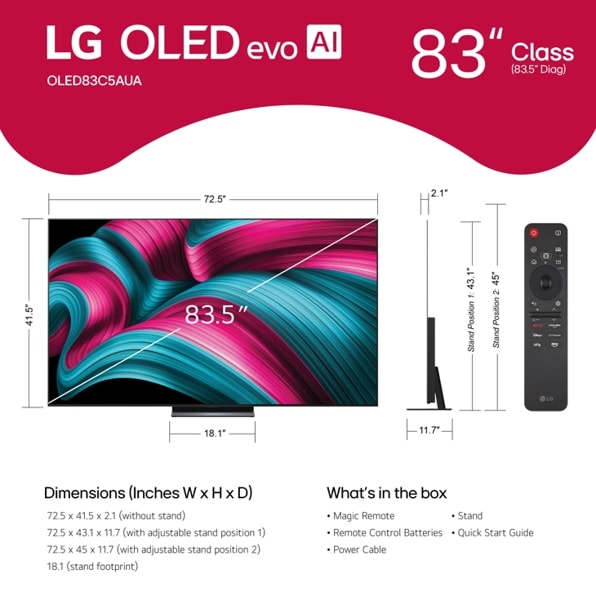 LG - 83" Class LG OLED evo AI C5 4K Smart TV (2025)