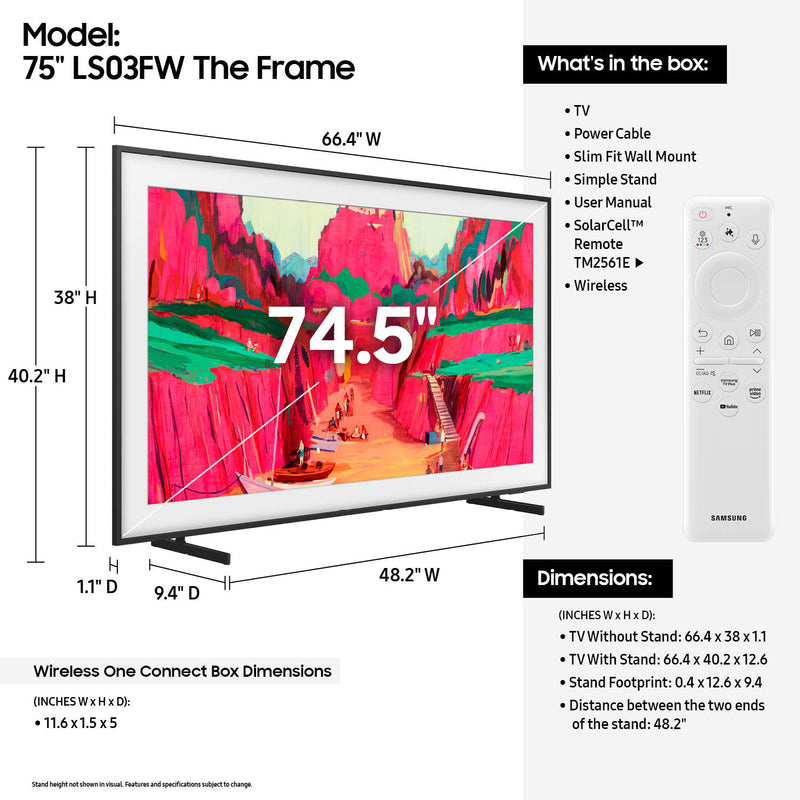 Samsung - 75” Class The Frame Pro LS03FW Neo QLED 4K Art Mode Vision AI Smart TV (2025)