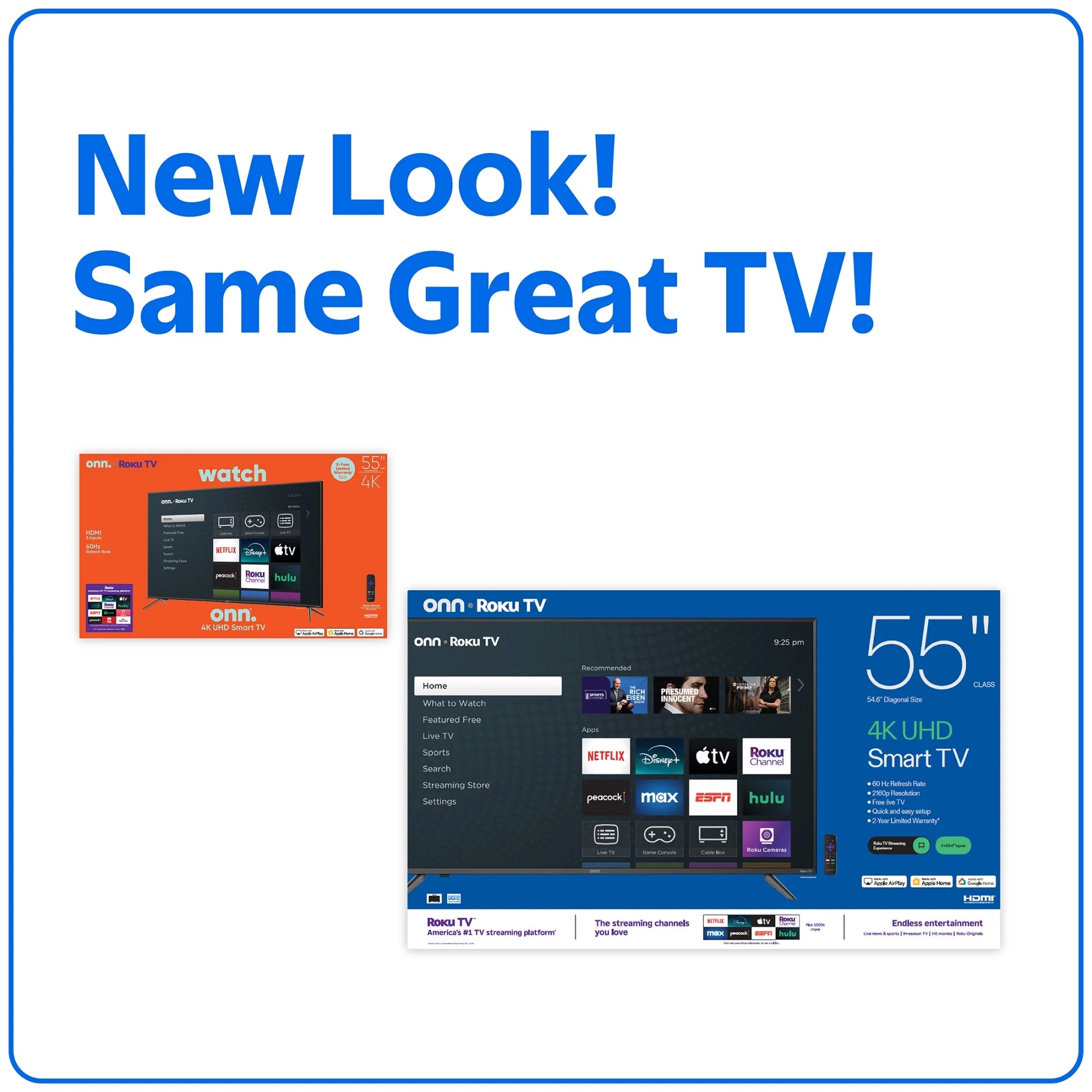 Onn. - 55” Class 4K UHD (2160P) LED Roku Smart Television HDR (100012586)