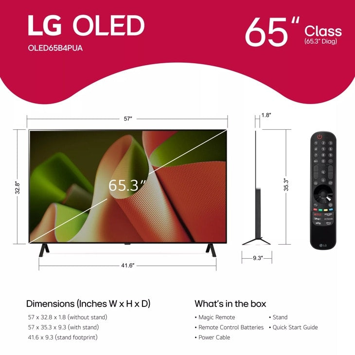 LG - 65 Inch Class LG OLED B4 4K Smart TV 2024
