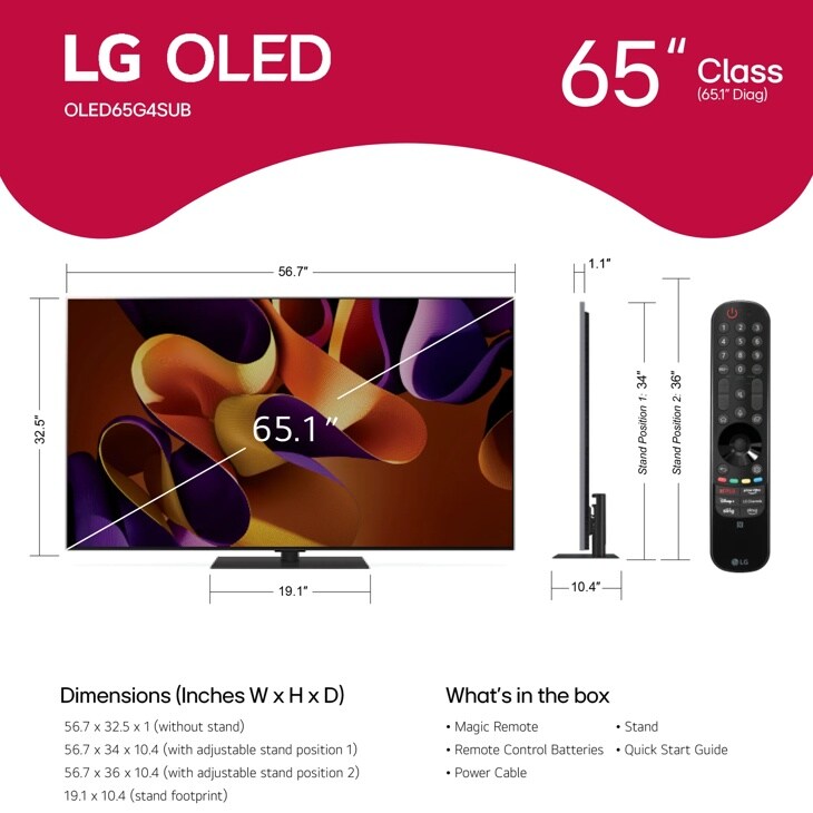 LG - 65 inch Class LG OLED evo AI G4 4K Smart TV 2024 - OLED65G4SUB