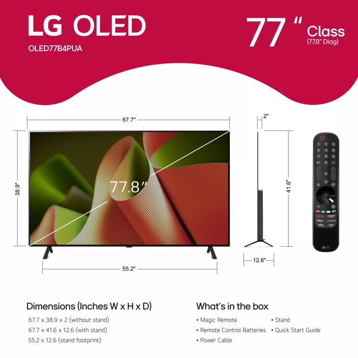 LG - 77 Inch Class LG OLED B4 4K Smart TV 2024