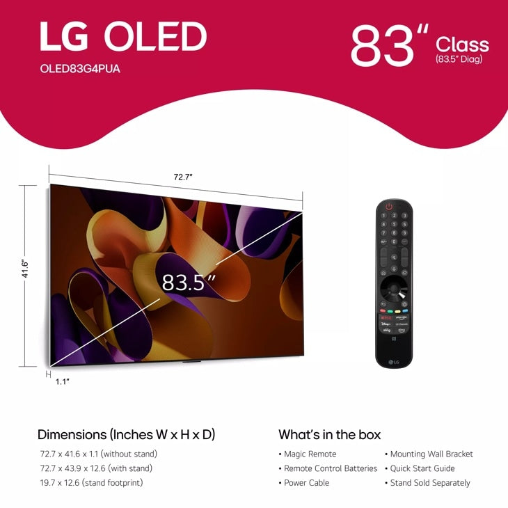 LG - 83 Inch Class LG OLED evo G4 4K Smart TV 2024 with Supplied Wall Mount