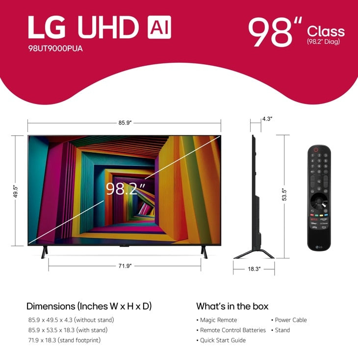 LG - 98 Inch Class UHD Series 4K UHD Smart TV 2024 | 98UT9000