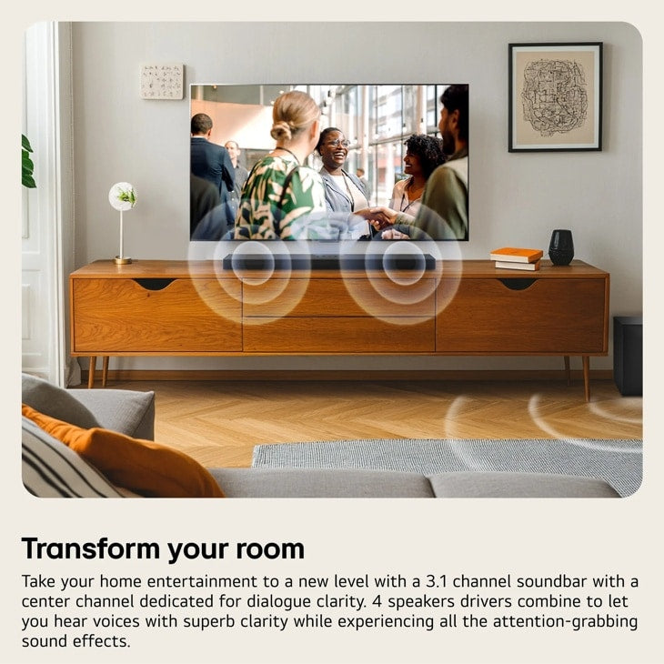 LG - S60T LG Soundbar for TV with Dolby Audio™ 3.1 channel