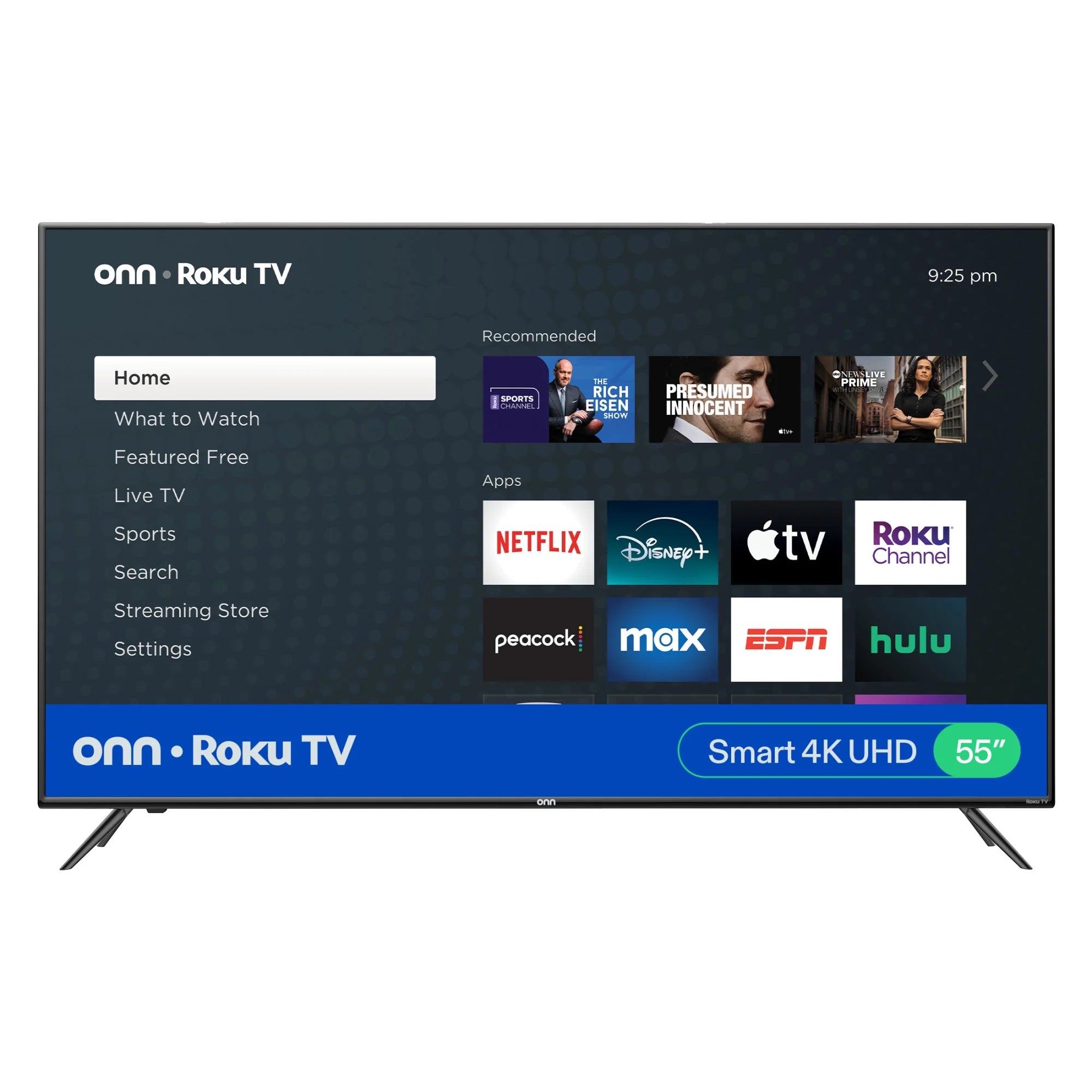 Onn. - 55” Class 4K UHD (2160P) LED Roku Smart Television HDR (100012586)