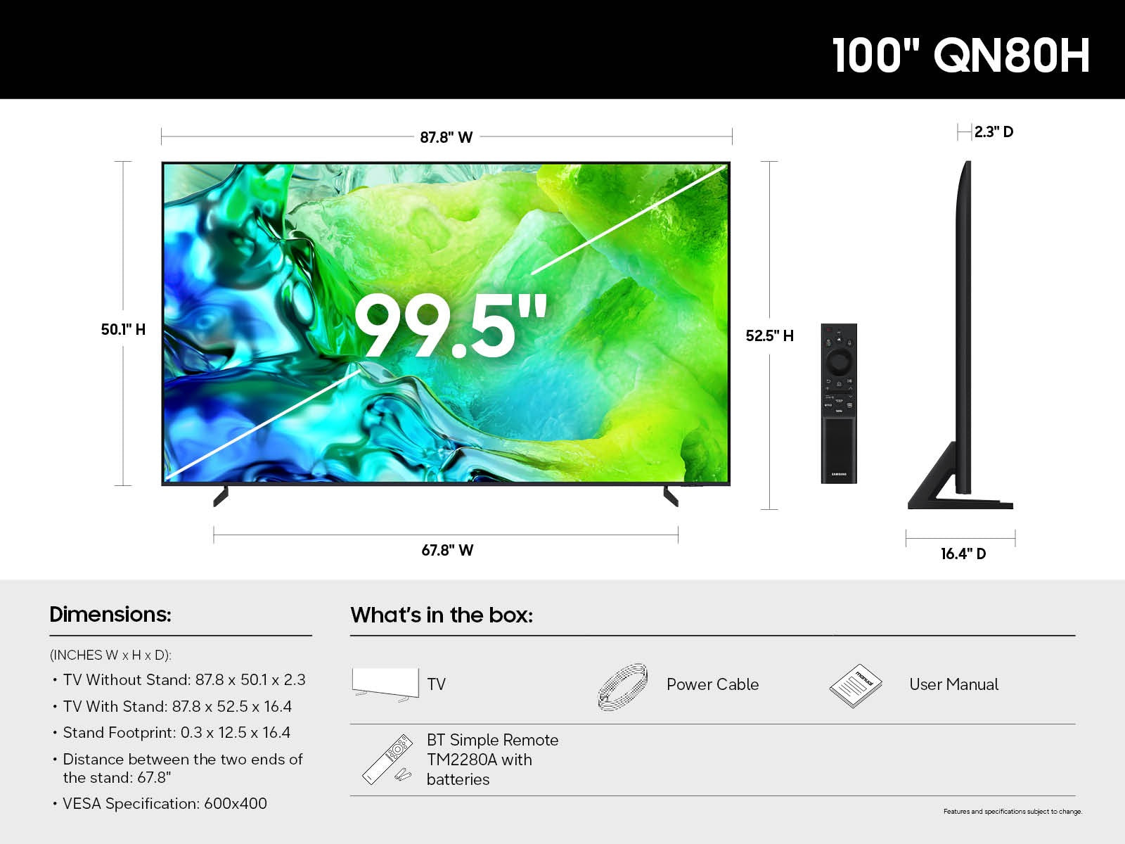 Samsung - 100 Inch Class Neo QLED 4K AI Smart TV QN80H