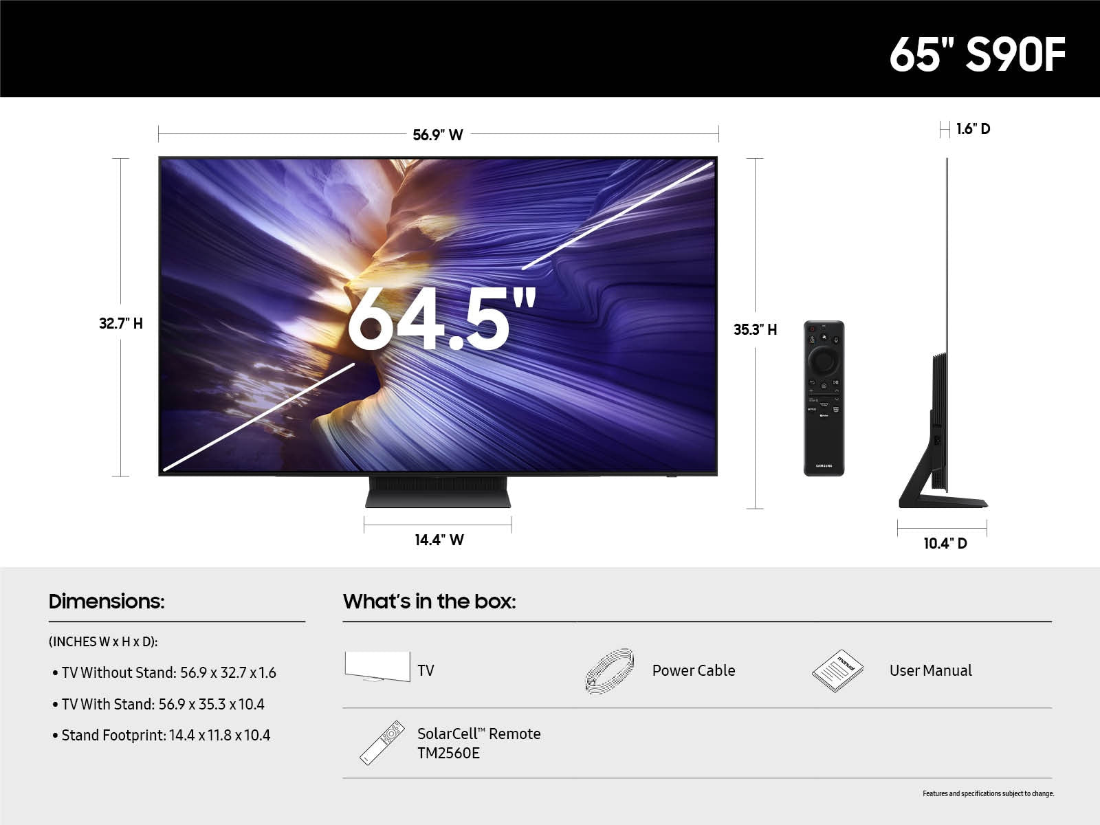 Samsung - 65” Class S90F Series OLED 4K UHD SamsungVision AI Smart Tizen TV (2025)
