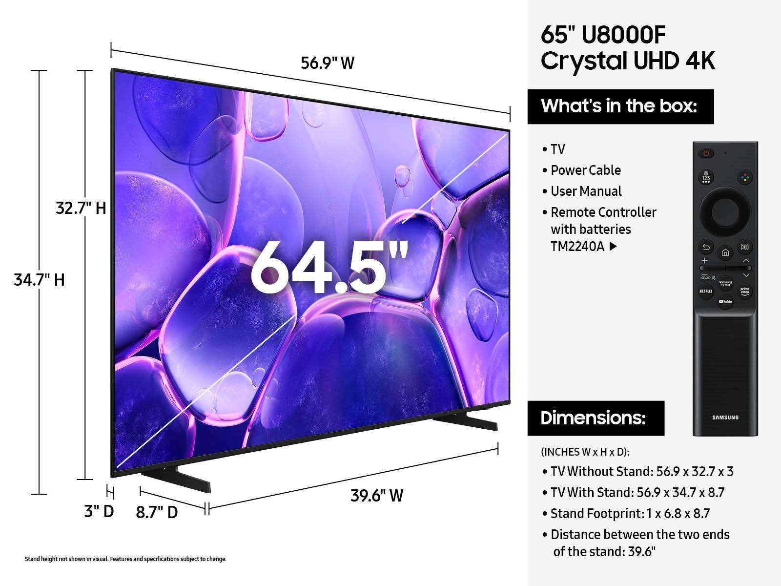 Samsung - 65 Inch Class Crystal UHD 4K TV (U8000F)