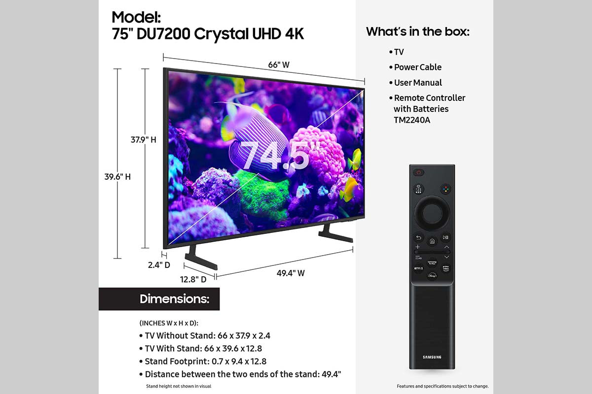 Samsung - 75" Class Crystal UHD DU7200