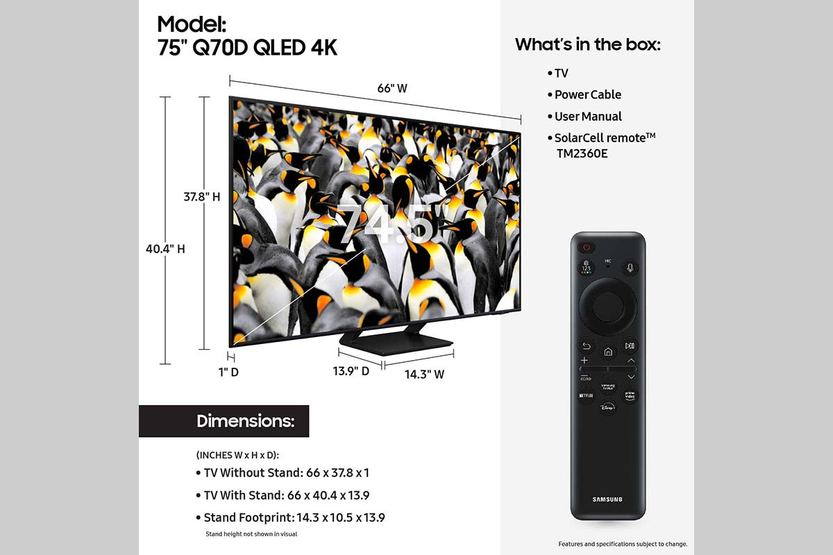 Samsung - 75'' Smart QLED 4K TV - Q70D 120Hz Thin Design