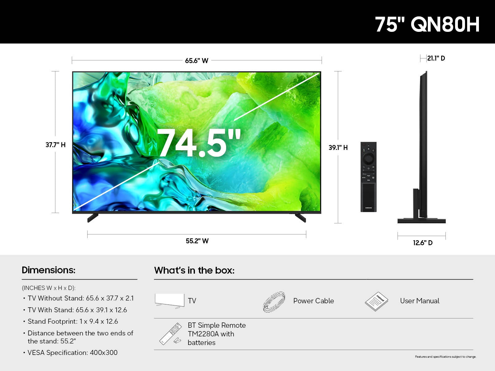 Samsung - 75 Inch Class Neo QLED 4K AI Smart TV QN80H