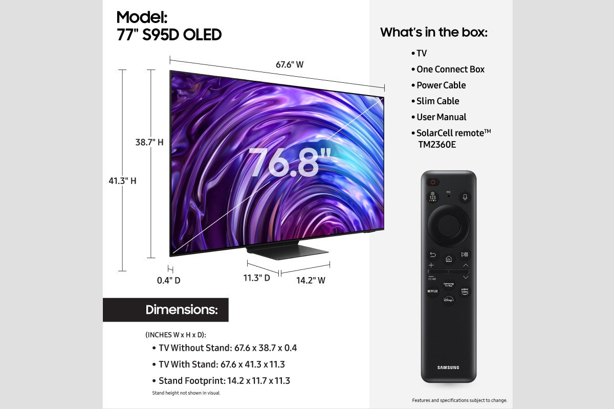 Samsung - 77" Class OLED TV, 4K AI TV Upscaling - S95D