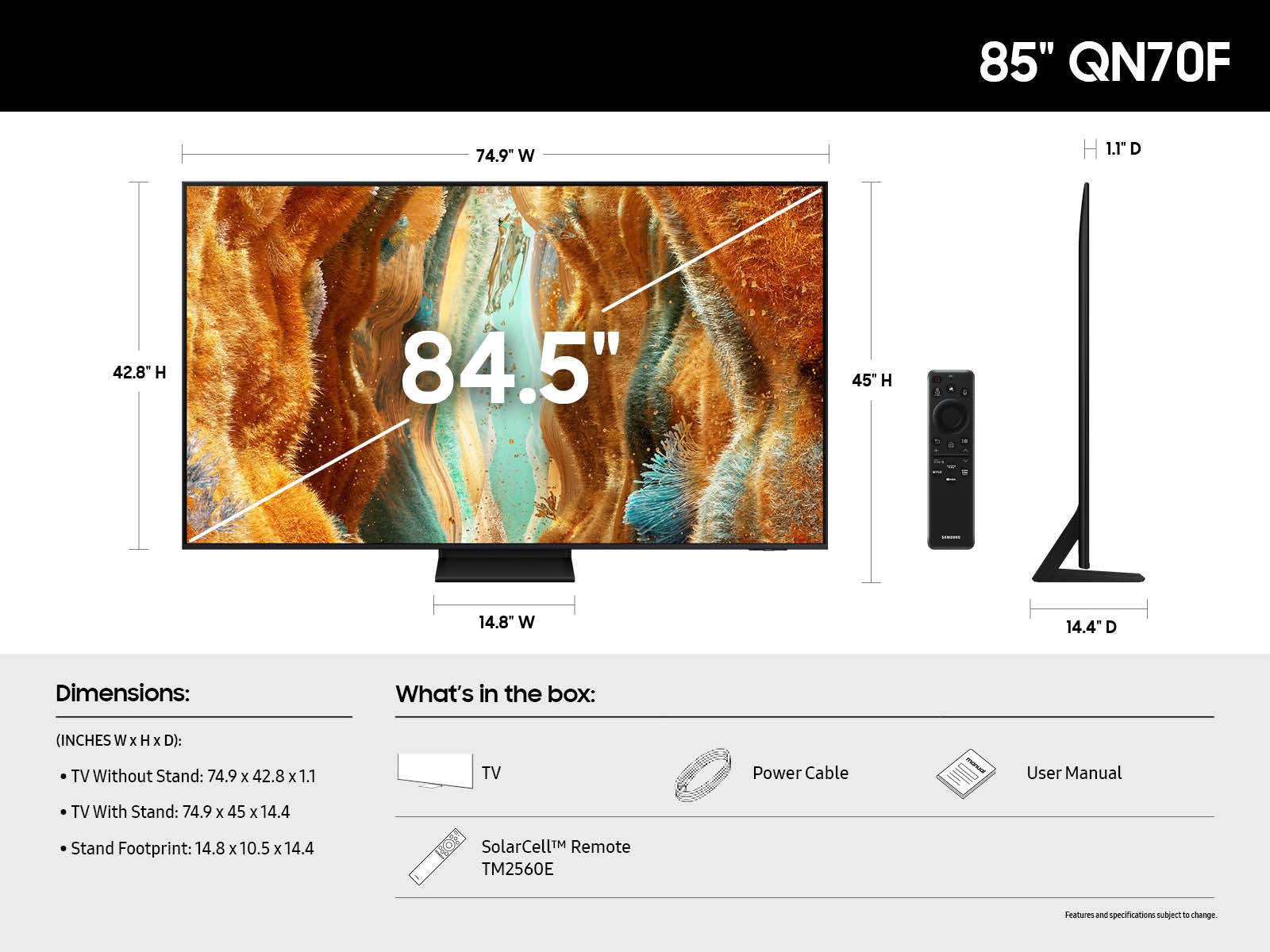 Samsung - 85" Class Neo QLED 4K TV, Samsung Vision AI Smart TV, QN70F