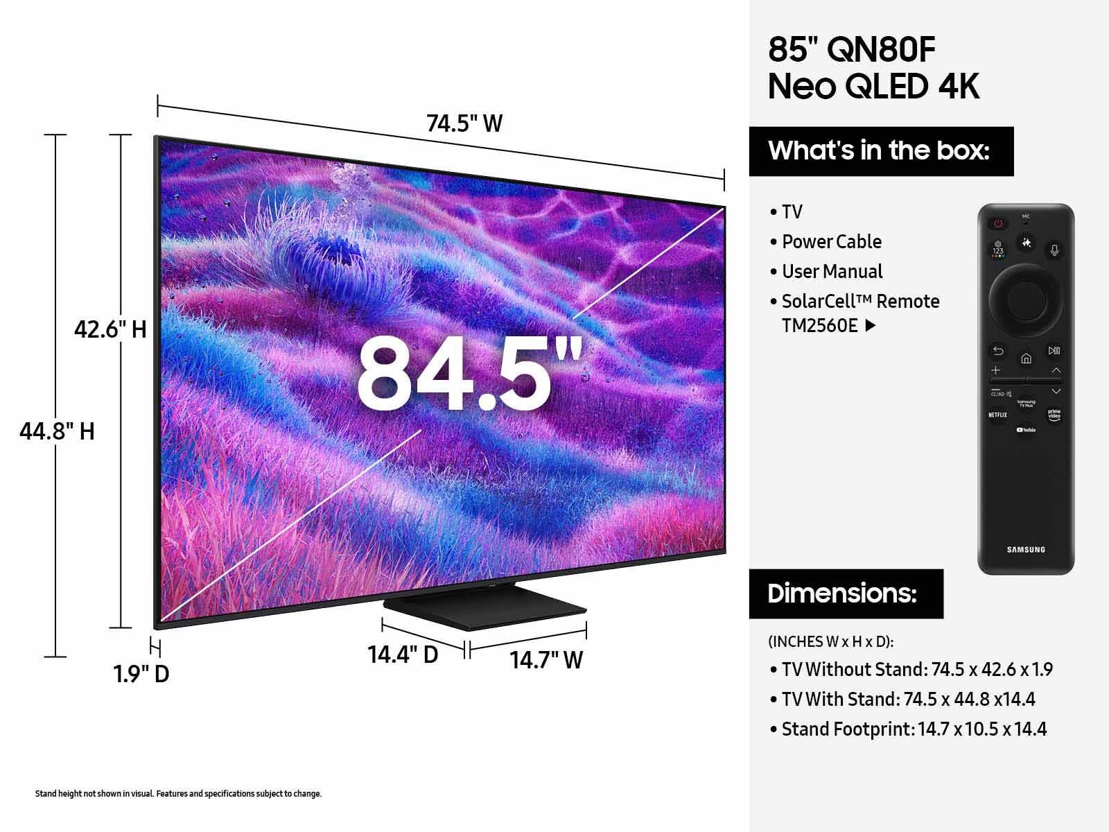 Samsung - 85" Class Neo QLED 4K TV, Samsung Vision AI Smart TV, QN80F
