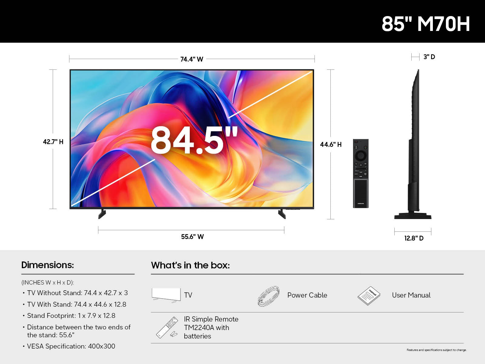 Samsung - 85 Inch Class Mini LED 4K Smart TV M70H