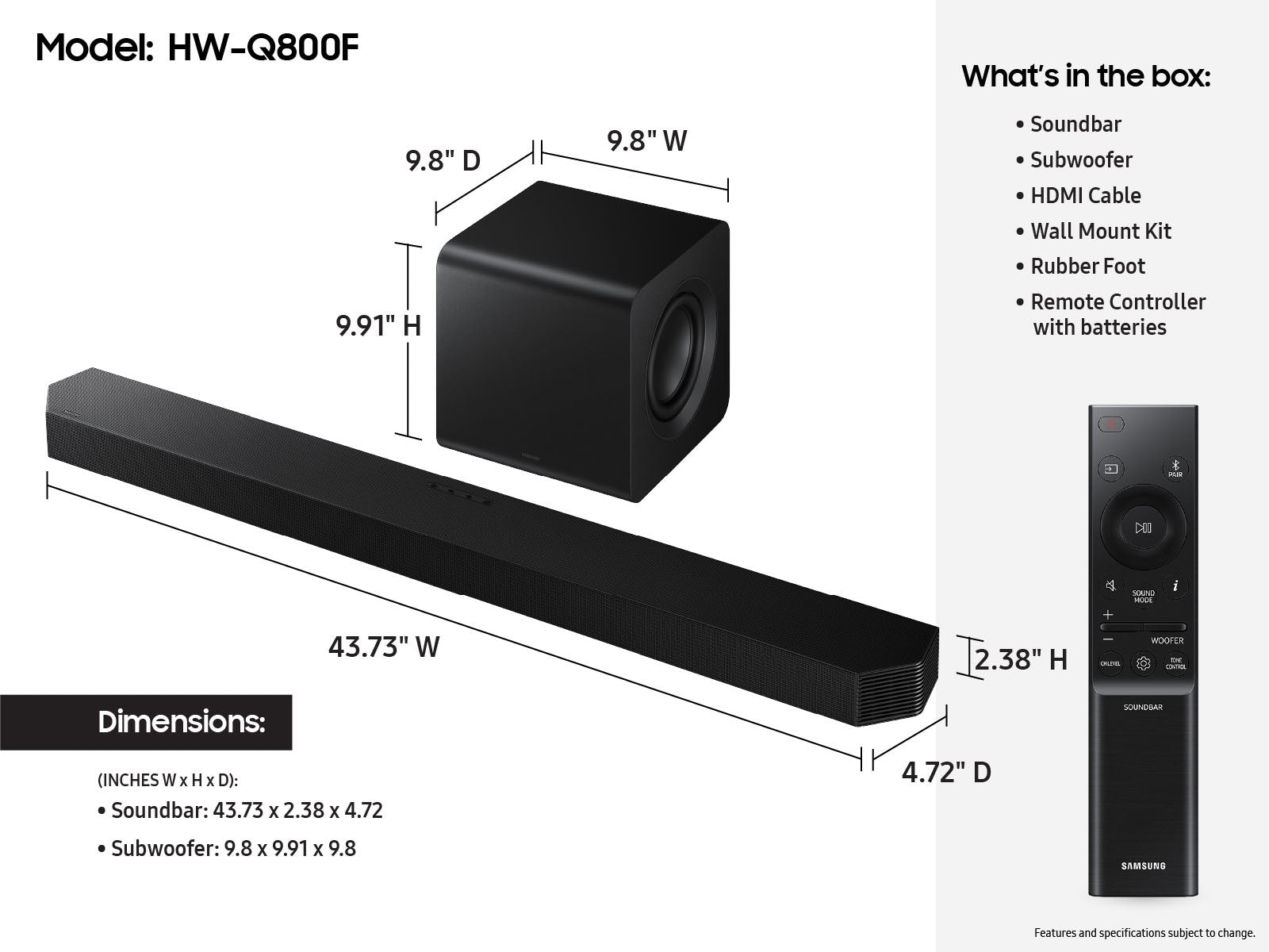 Samsung - Q-series Soundbar HW-Q800F 5.1.2 ch Subwoofer (2025)